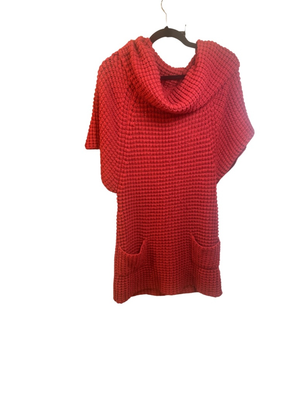 Arden B Red Cowl Neck Boho Knit Tunic Sweater Dress Size Large